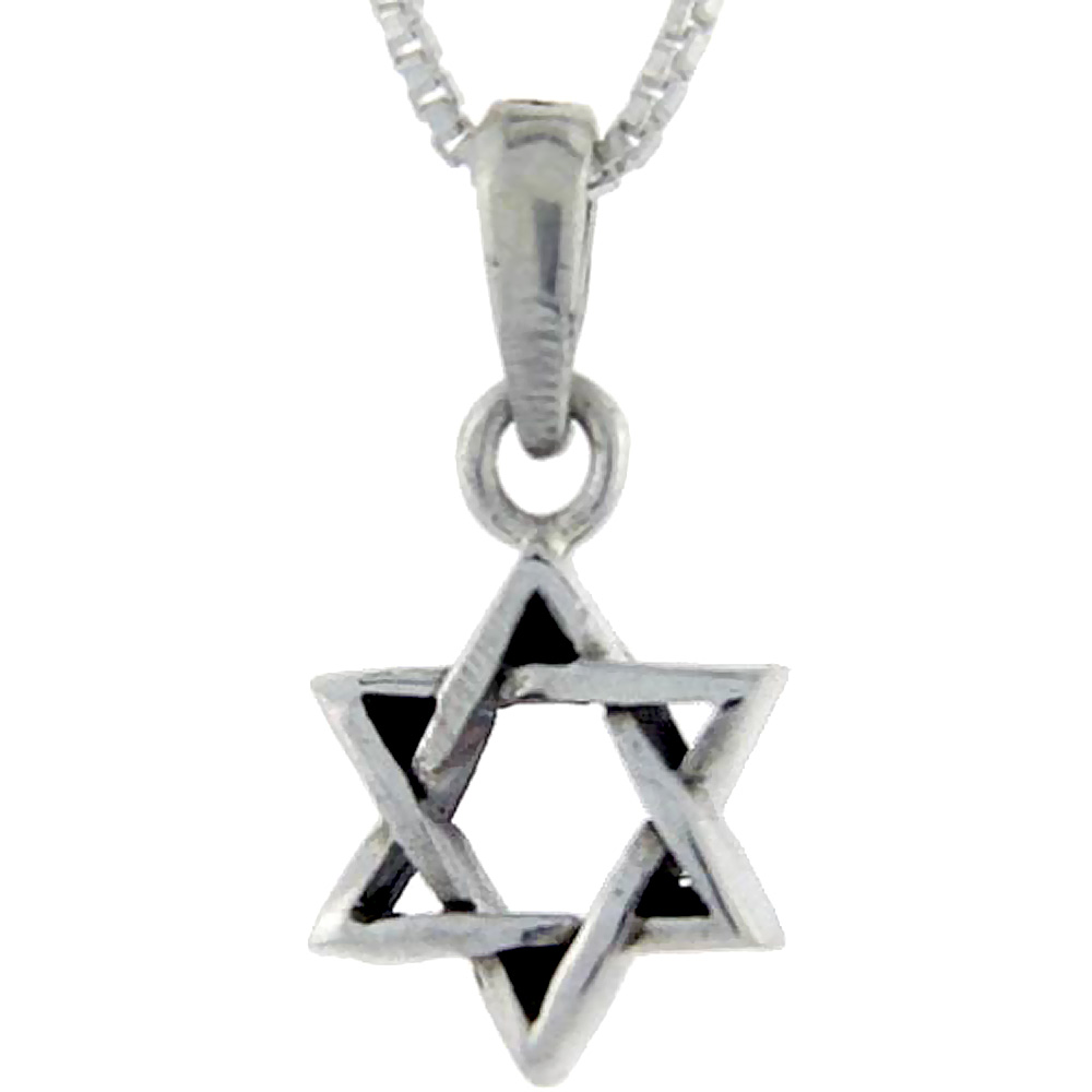 Sterling Silver Star of David Pendant, 1 1/16 inch tall