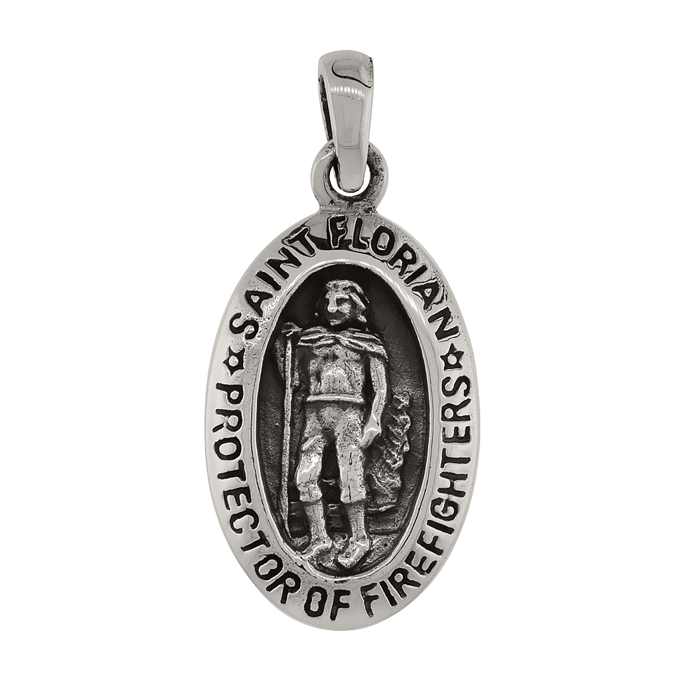 Sterling Silver Saint Florian Charm, 7/8 inch 