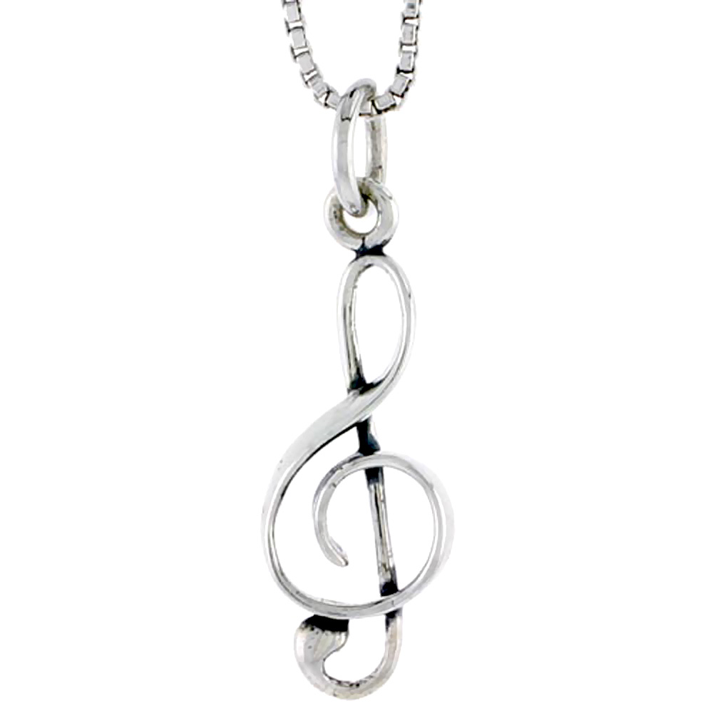 Sterling Silver G-clef Charm, 7/8 inch tall