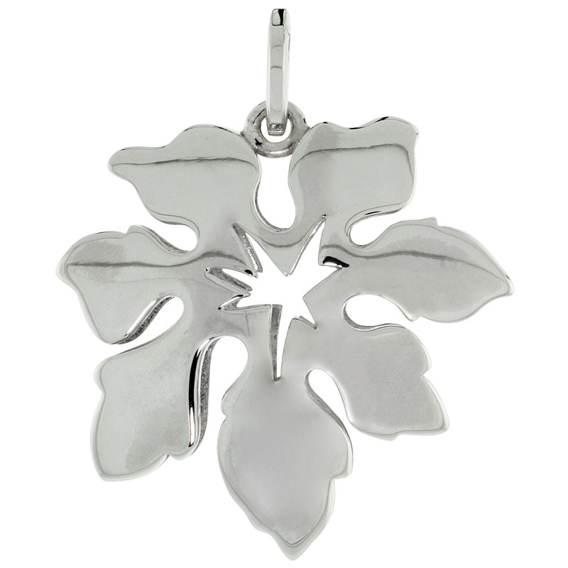 Sterling Silver High Polished Flower Pendant, 15/16 inch wide
