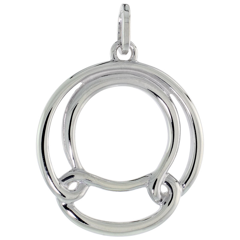 Sterling Silver Round Knot Pendant, 15/16 inch wide