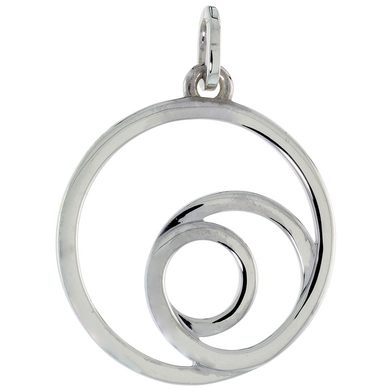 Sterling Silver Endless Circles Pendant, 15/16 inch wide
