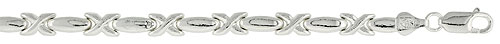 Sterling Silver XOXO Hugs & Kisses Bracelet (Available in 7 in. & 8 in.), 1/4 in. (6 mm) wide