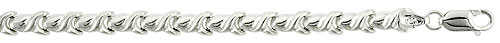 Sterling Silver U-shaped Link Bracelet (Available in 7 in. & 8 in.), 1/4 in. (6 mm) wide
