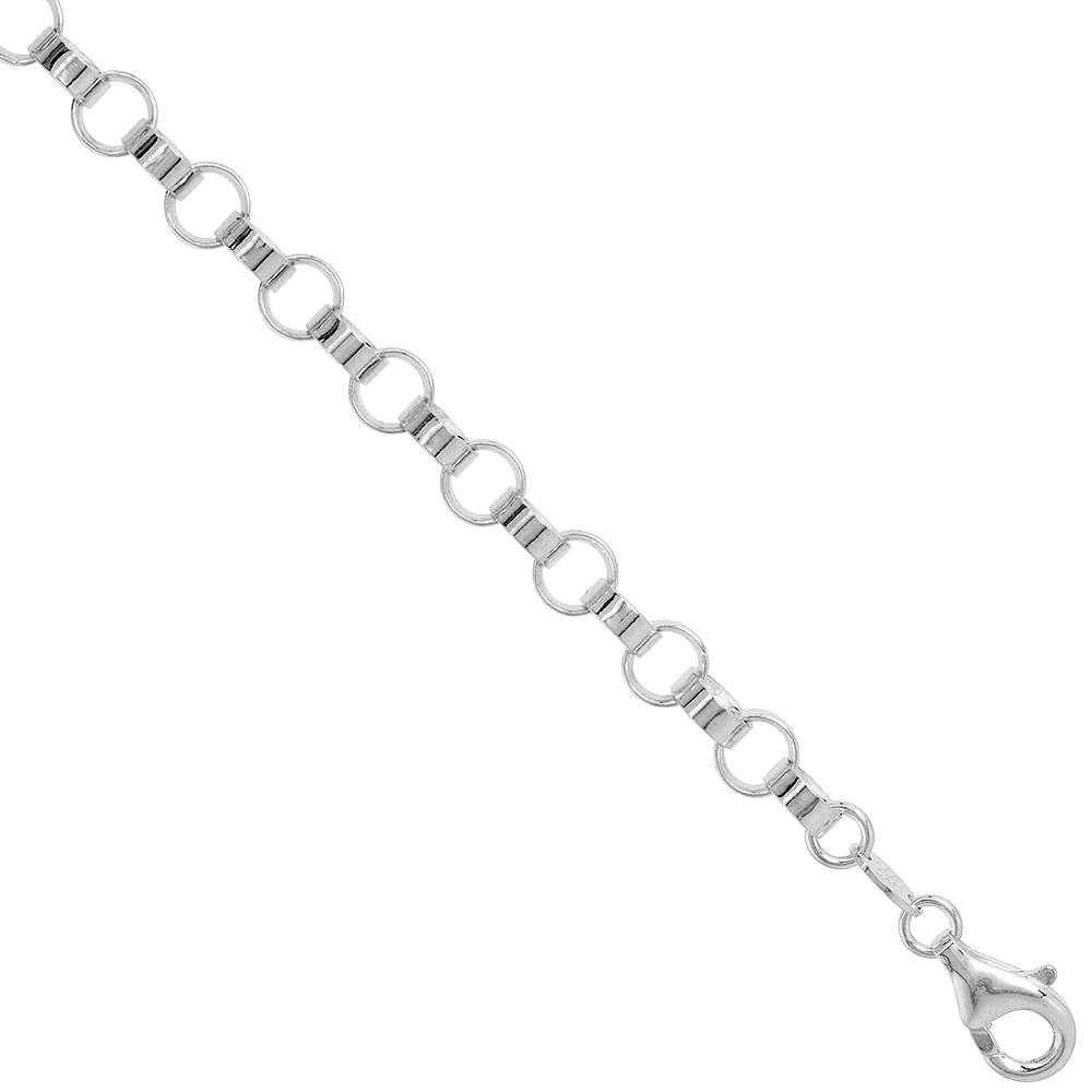 Sterling Silver Inside-Out Rolo Chain Bracelets 6mm Thick Nickel Free, sizes 7 - 8 inch