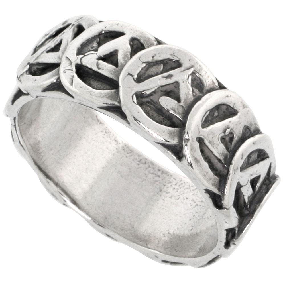 Sterling Silver AA Recovery Ring (sizes 8 to 13), Finish, 5/16 inch (8 mm) wide