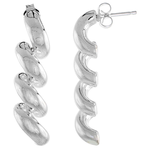 Sterling Silver San Marco Earrings Italian, 1 1/2 inch long