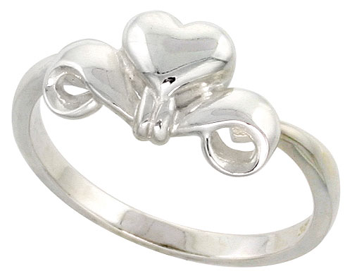 Sterling Silver Heart and Scrollwork Ring Flawless finish 5/16 inch wide, sizes 6 to 10 