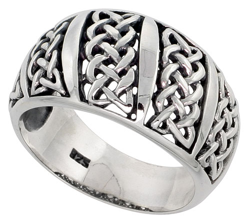 Sterling Silver Celtic Knot Dome Band Ring Flawless finish 1/2 inch wide, sizes 6 to 10