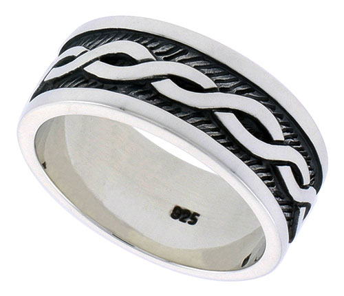 Gents Sterling Silver Celtic Knot Ring Flawless finish 3/8 inch wide, sizes 9 to 14