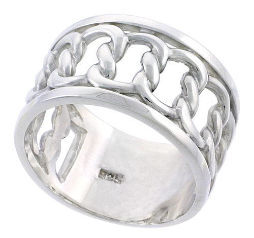 Sterling Silver Sailors Knot Ring Wedding Band for Him and Her Flawless finish 1/2 inch wide, sizes 6 to 14