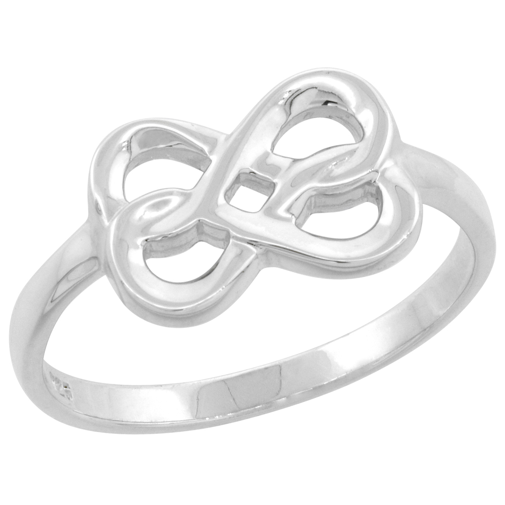 Sterling Silver Double Eternity High Polished Ring 11/32 inch wide, sizes 6 - 9 with half sizes
