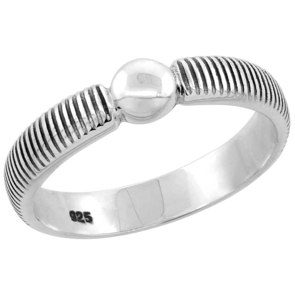 Sterling Silver Milgrain Solid Round Center High Polished Ring 3/16 inch wide, sizes 6 - 9 with half sizes