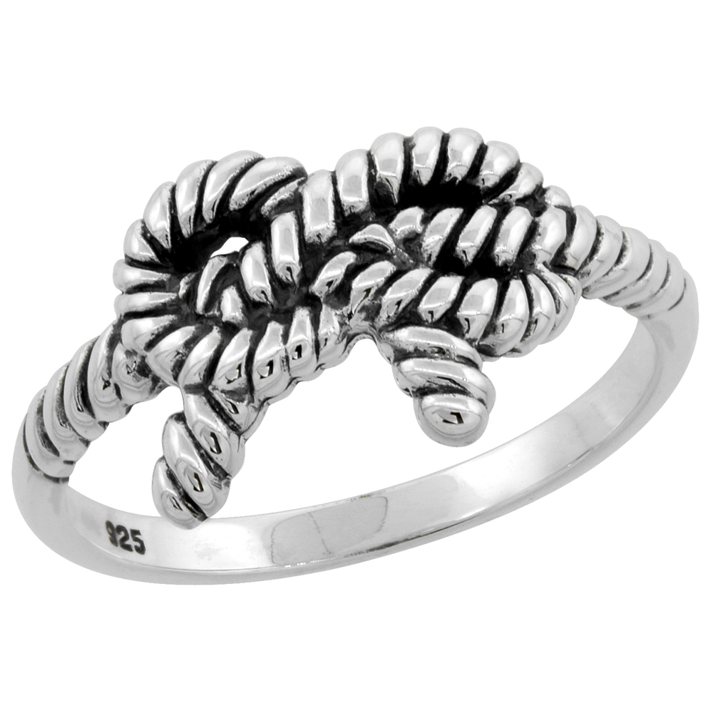 Sterling Silver Ribbon Rope High Polished Ring 3/8 inch wide, sizes 6 - 9 with half sizes