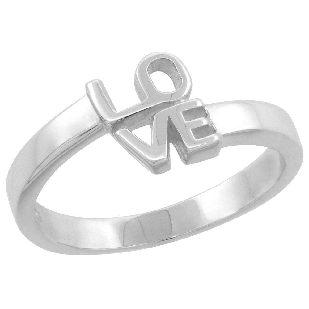 Sterling Silver LOVE High Polished Ring 5/16 inch wide, sizes 6 - 9 with half sizes