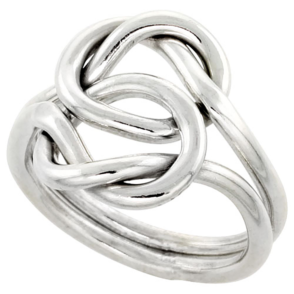 Sterling Silver Love Knot Wire Wrap Ring Handmade 5/8 inch wide