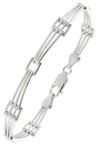 Sterling Silver Italian Binario ( BAR ) Bracelet 7" and 8"