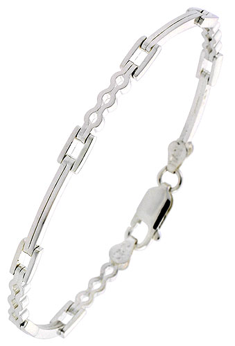 Sterling Silver Italian Binario ( BAR ) Bracelet 7" and 8"