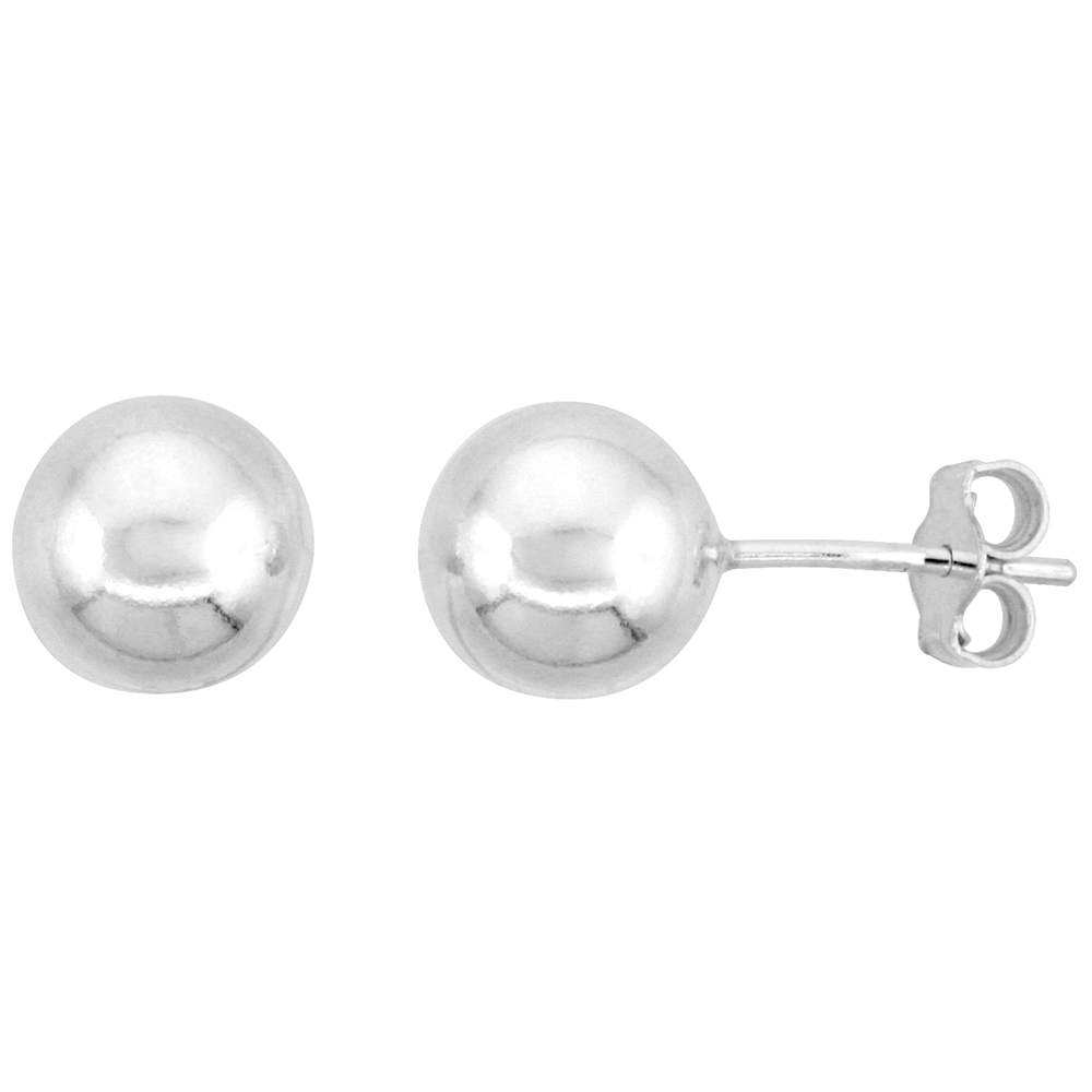 Sterling Silver 8 mm Ball Stud Earrings Large (5/16 inch).