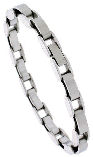 Stainless Steel Fancy Link Bracelet for Women, 7.5 inches
