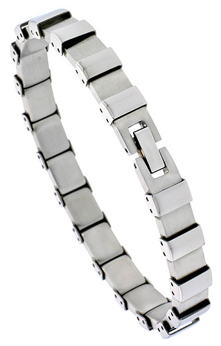 Stainless Steel Bracelet For Men Square Links, 8 inch long