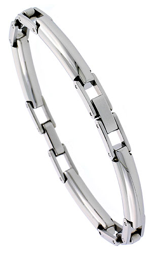 Stainless Steel Tubular Link Bracelet for Women, 7.5 inch long
