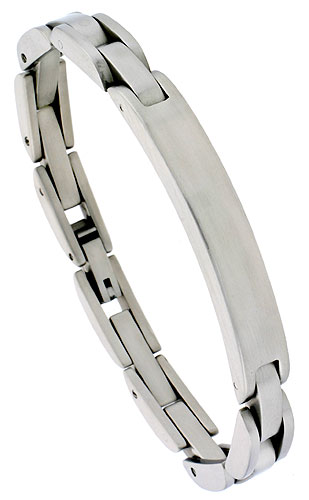 Stainless Steel ID Bracelet for Men Rounded Edge Links 5/16 inch wide, 8 inch long