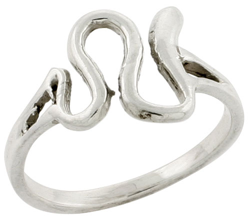 Sterling Silver Snake Ring, 1/2 inch 