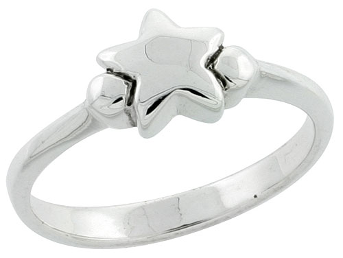 Sterling Silver 5/16 inch Star Ring