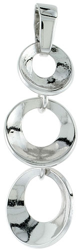 Sterling Silver Dangling Pendant, w/ Graduated Circles, 1 1/8 (28 mm)