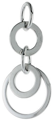 Sterling Silver Dangling Circles Pendant, 1 3/16 (30 mm)