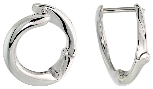 High Polished Fancy Hoop Earrings in Sterling Silver, 5/8" (16 mm) tall
