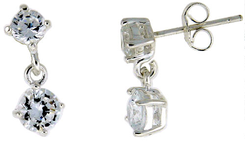 Sterling Silver / Cubic Zirconia Dangle Earrings