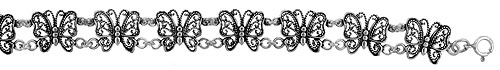 Sterling Silver Oxidized Filigree Butterfly Bracelet