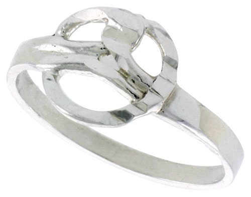 Sterling Silver Dainty Knot Ring Polished finish 3/8 inch wide, sizes 6 - 9