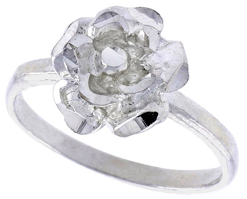 Sterling Silver Floral Ring Polished finish 3/8 inch wide, sizes 6 - 9,