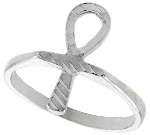 Sterling Silver Ankh Ring Polished finish 3/4 inch wide, sizes 6 - 9