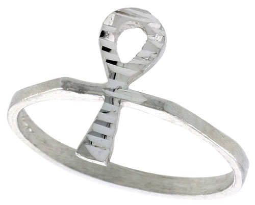 Sterling Silver Ankh Ring Polished finish 1/2 inch wide, sizes 6 - 9
