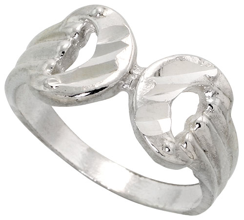 Sterling Silver Horse Bit Ring Polished finish 3/8 inch wide, sizes 6 - 9,