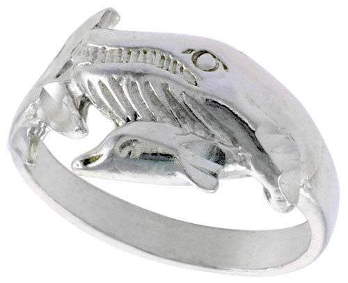 Sterling Silver Sperm Whale Polished finish 7/16 inch wide, sizes 6 - 9