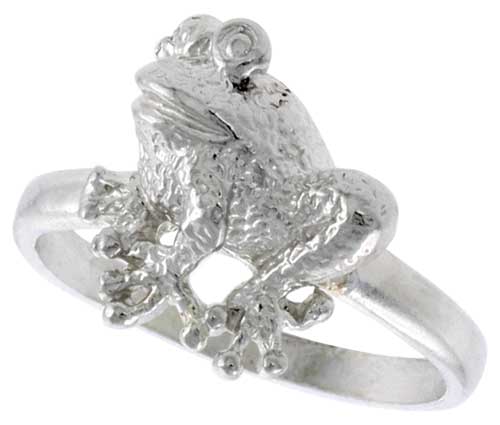 Sterling Silver Frog Ring Polished finish 1/2 inch wide, sizes 6 - 9