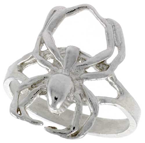 Sterling Silver Spider Ring Polished finish 11/16 inch wide, sizes 6 - 9
