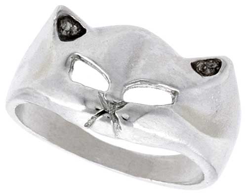 Sterling Silver Cat Ring Polished finish 3/8 inch wide, sizes 6 - 9