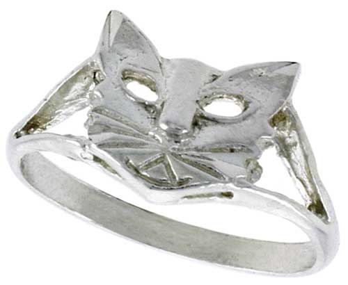 Sterling Silver Cat Ring Polished finish 5/16 inch wide, sizes 6 - 9