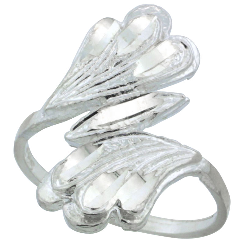Sterling Silver Fan-shaped Freeform Ring Polished finish 7/8 inch wide, sizes 6 - 9