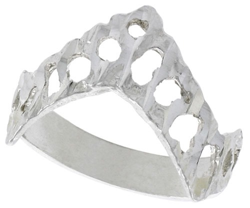 Sterling Silver V-shaped Freeform Ring Polished finish 5/8 inch wide, sizes 6 - 9