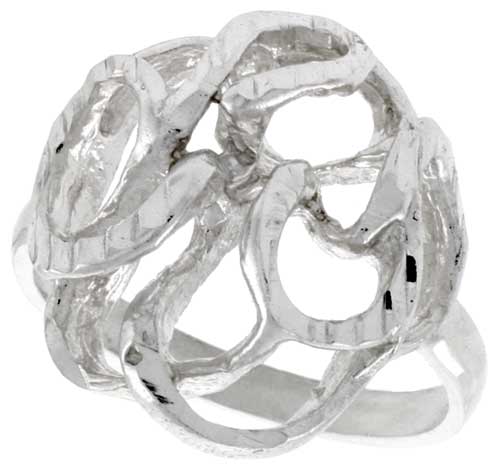 Sterling Silver Freeform Ring Polished finish 3/4 inch wide, sizes 6 - 9