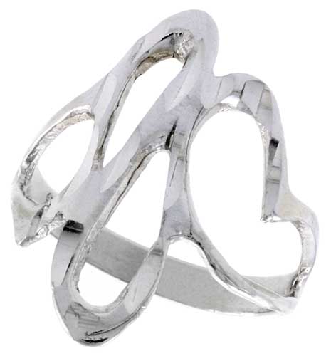 Sterling Silver Freeform Ring Polished finish 1 inch wide, sizes 6 - 9