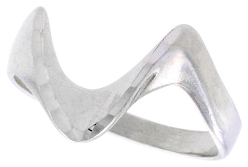 Sterling Silver Freeform Wave Ring Polished finish 1/2 inch wide, sizes 6 - 9