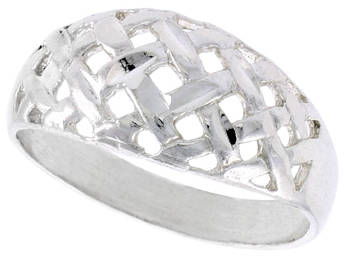 Sterling Silver Freeform Dome Ring Polished finish 3/8 inch wide, sizes 6 - 9,